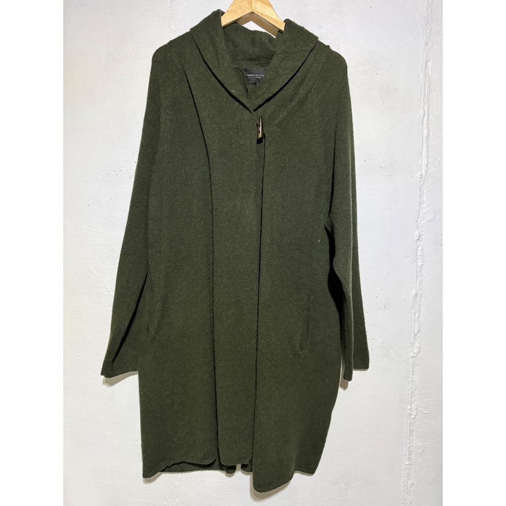Adrienne Vittadini Womens Wool Yak Hair Toggle Cardigan Sweater Olive Green OS